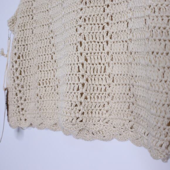 DREAMERS BY DEBUT NWT Button-Up Crochet Crop Tank Sweater Tan Women's L - Picture 6 of 9